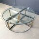Large coffee table set in brass and glass, 1970s