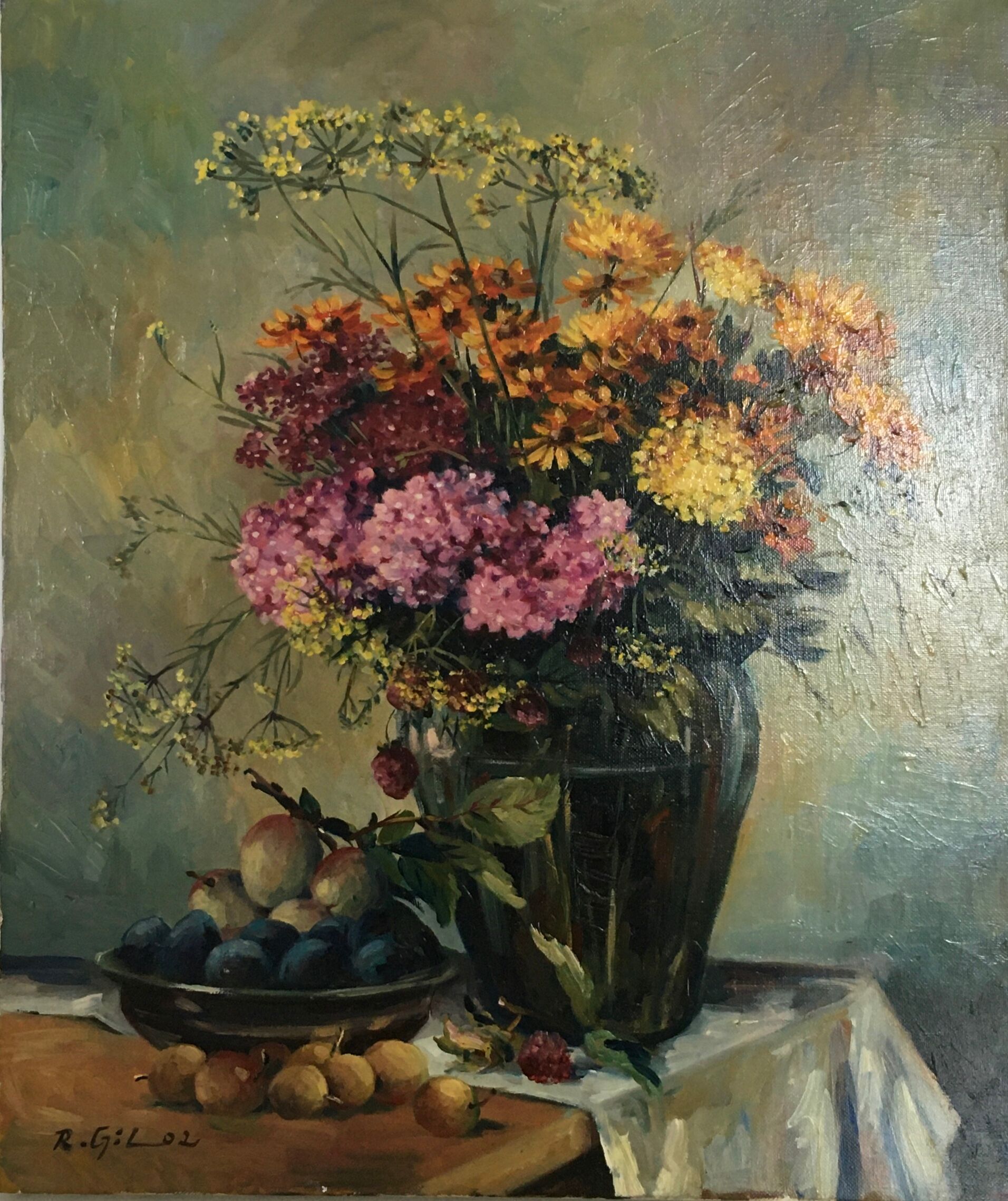 Painting flowers and fruits
