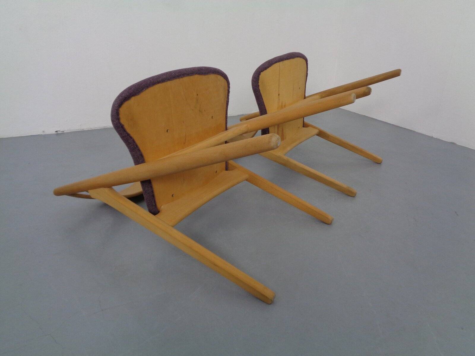 CH 29 Sawbuck Chairs in Oak and Wool by Hans J. Wegner for Carl Hansen & Son, 1950s, Set of 2