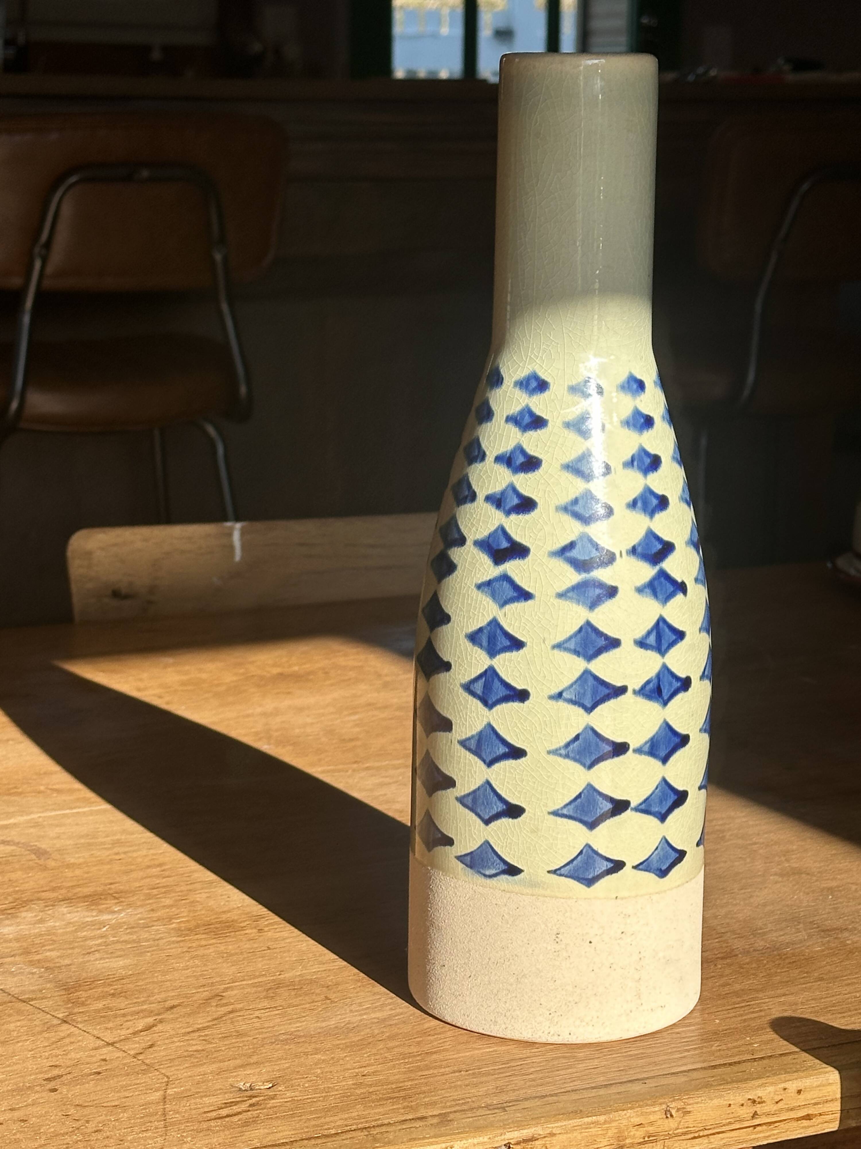Large ceramic vase — blue pattern