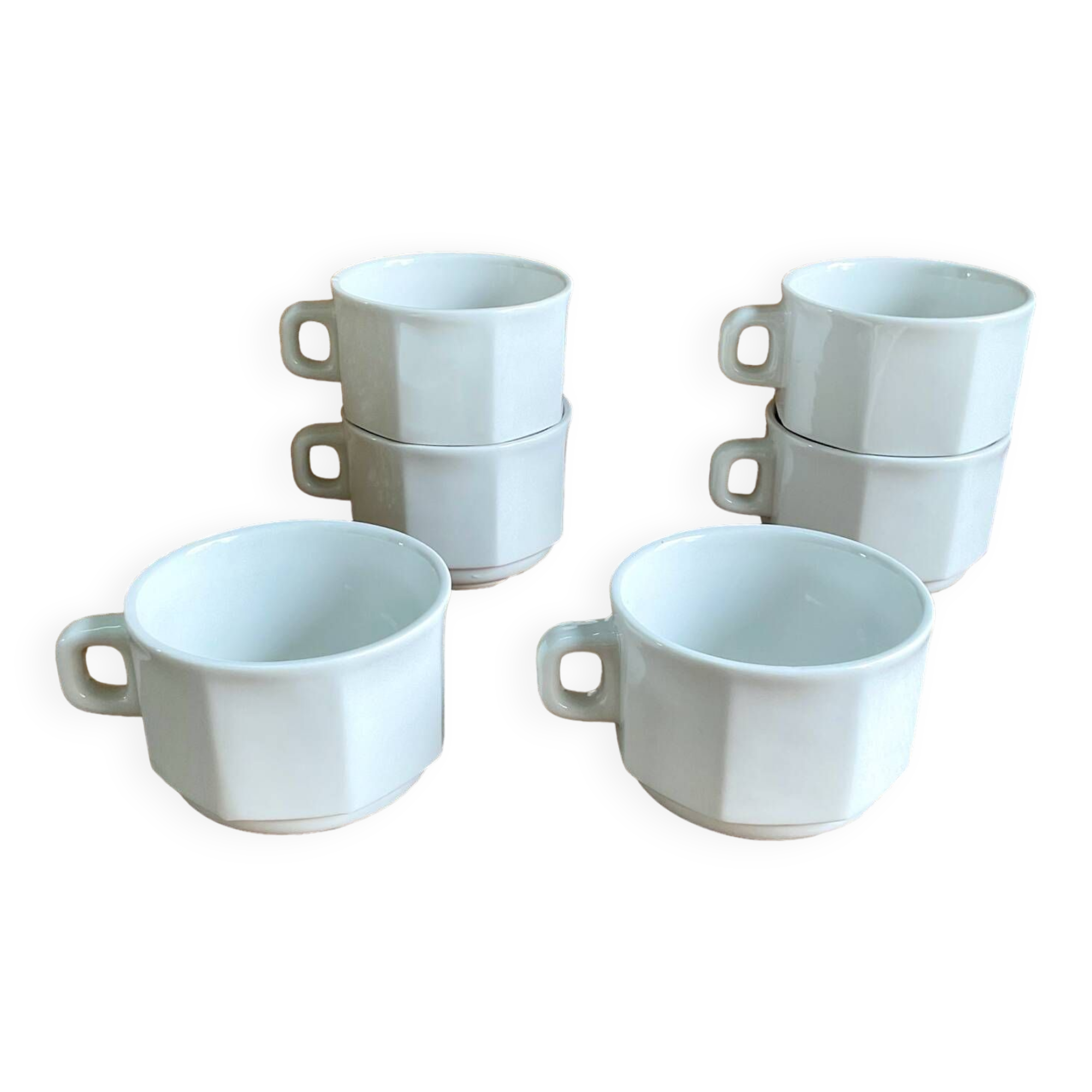6 large octagonal cups sarreguemines france