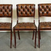 Chesterfield Leather Dining Chairs, Set of 6