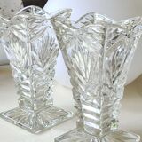 Pair of Czech Boho Art Deco vase, Bohemian crystal. Design and refined