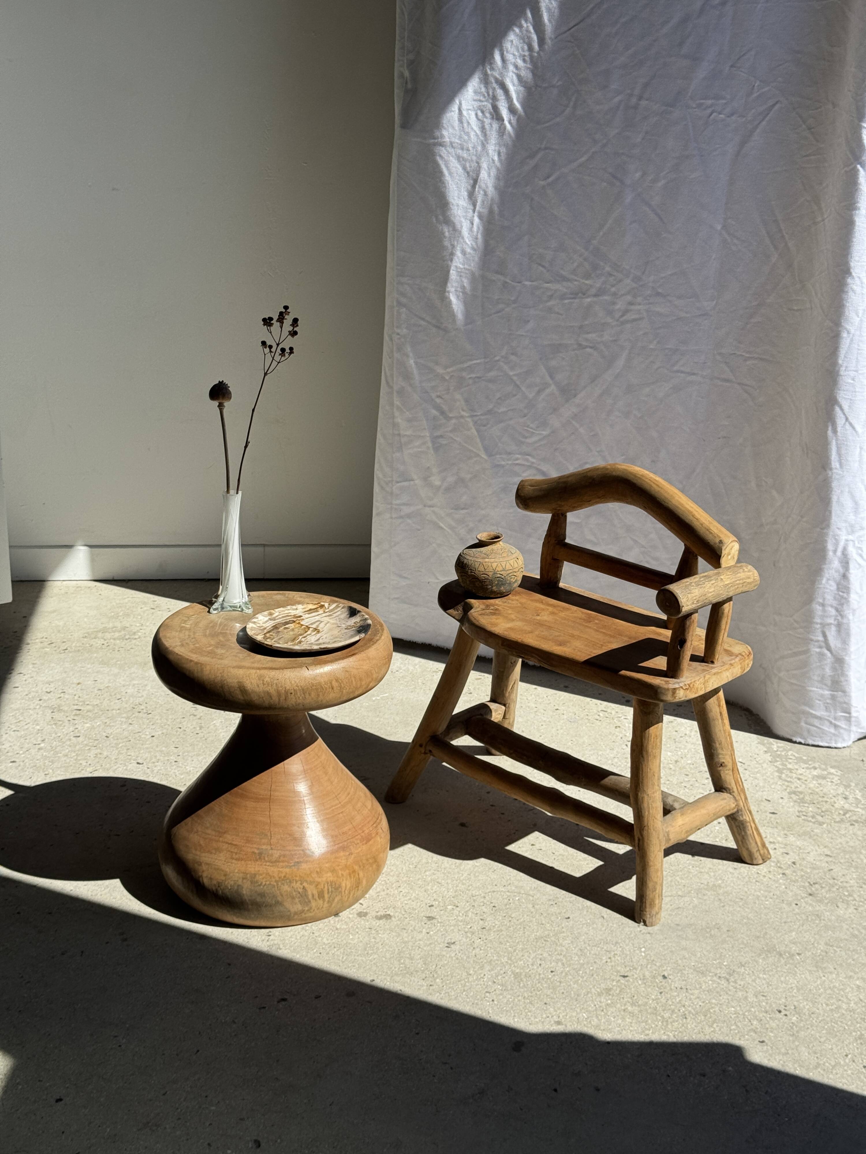 Pawn Natural - Stool, side table, end table in solid mango wood