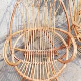Pair of vintage rattan armchairs