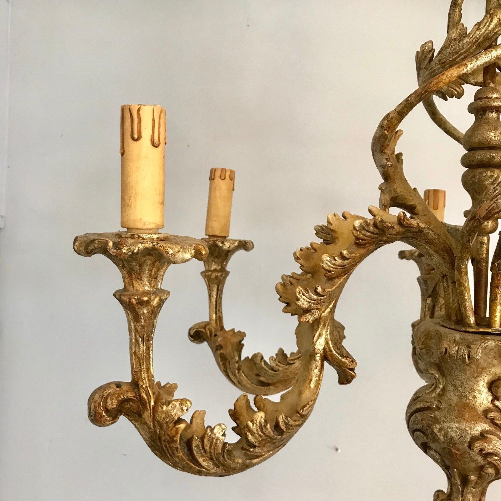 Louis XV Patine style chandelier with ancient Golden Patina Rockery Luster