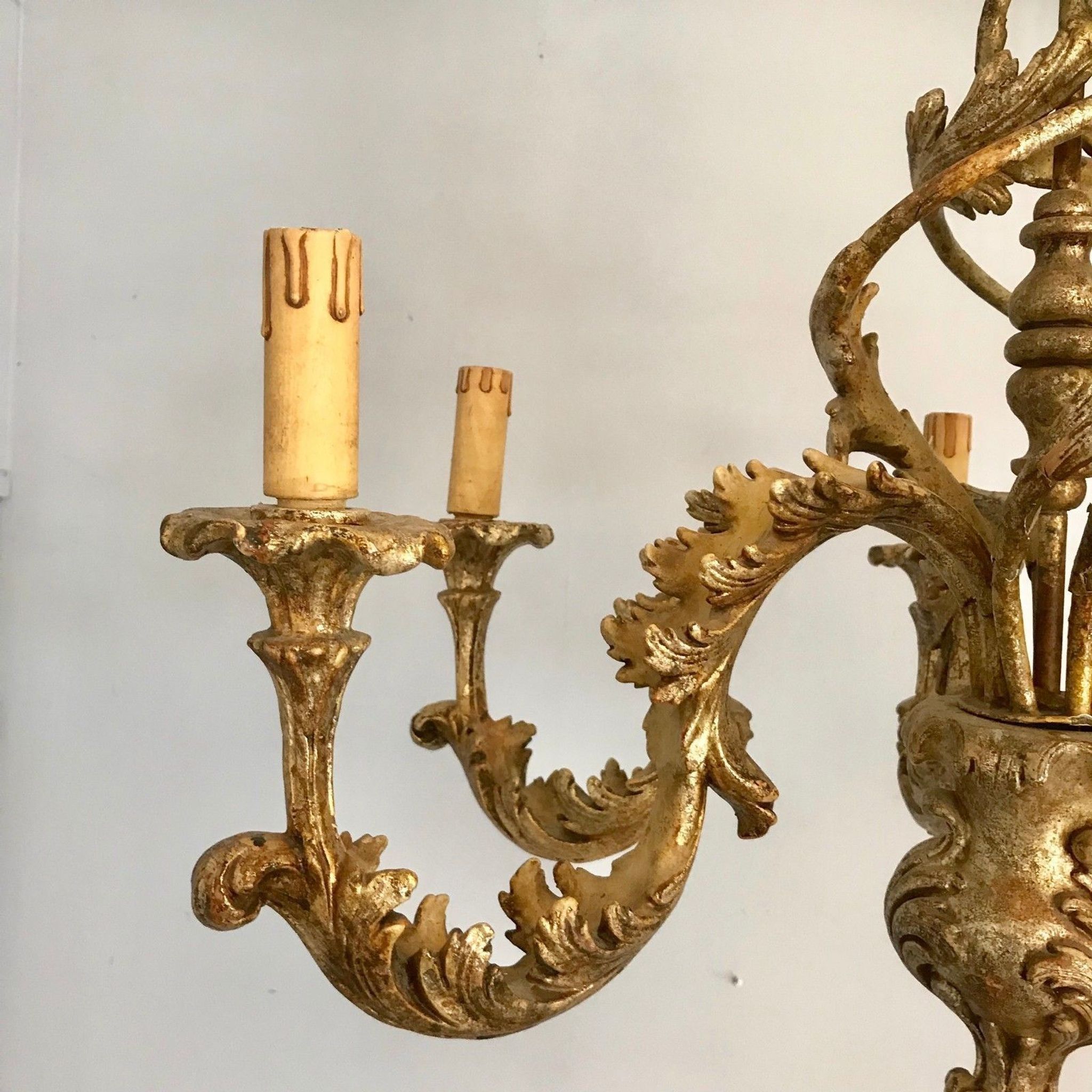 Louis XV Patine style chandelier with ancient Golden Patina Rockery Luster