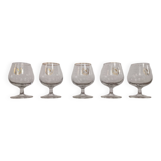 Set of 5 "Napoleon" cognac glasses