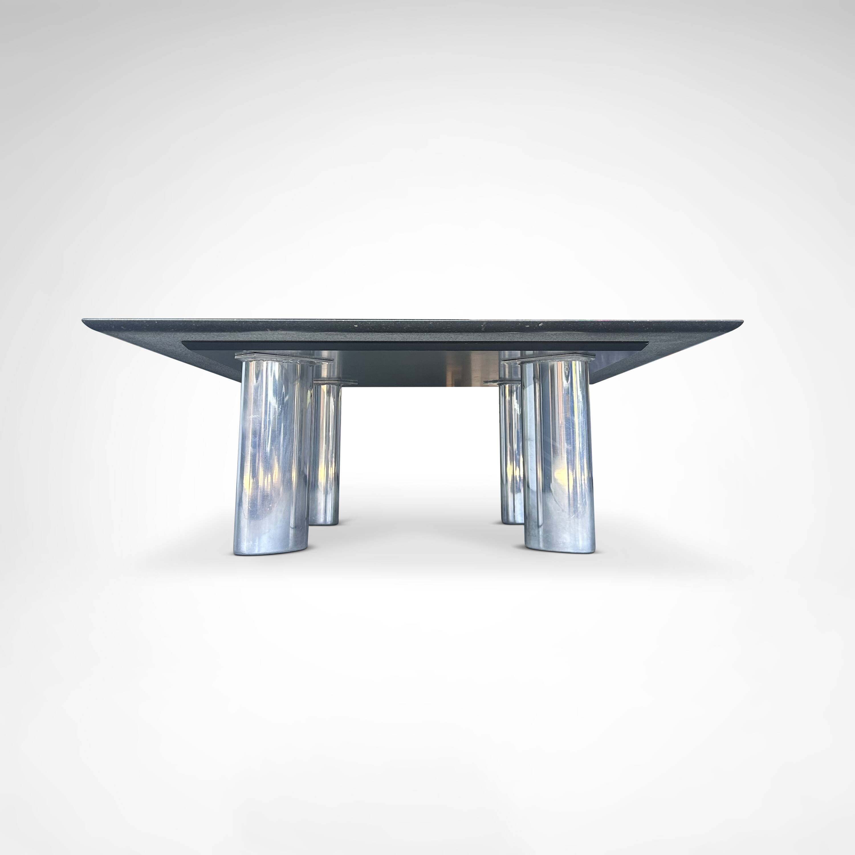 Star Galaxy granite and brushed metal postmodern coffee table by Draenert