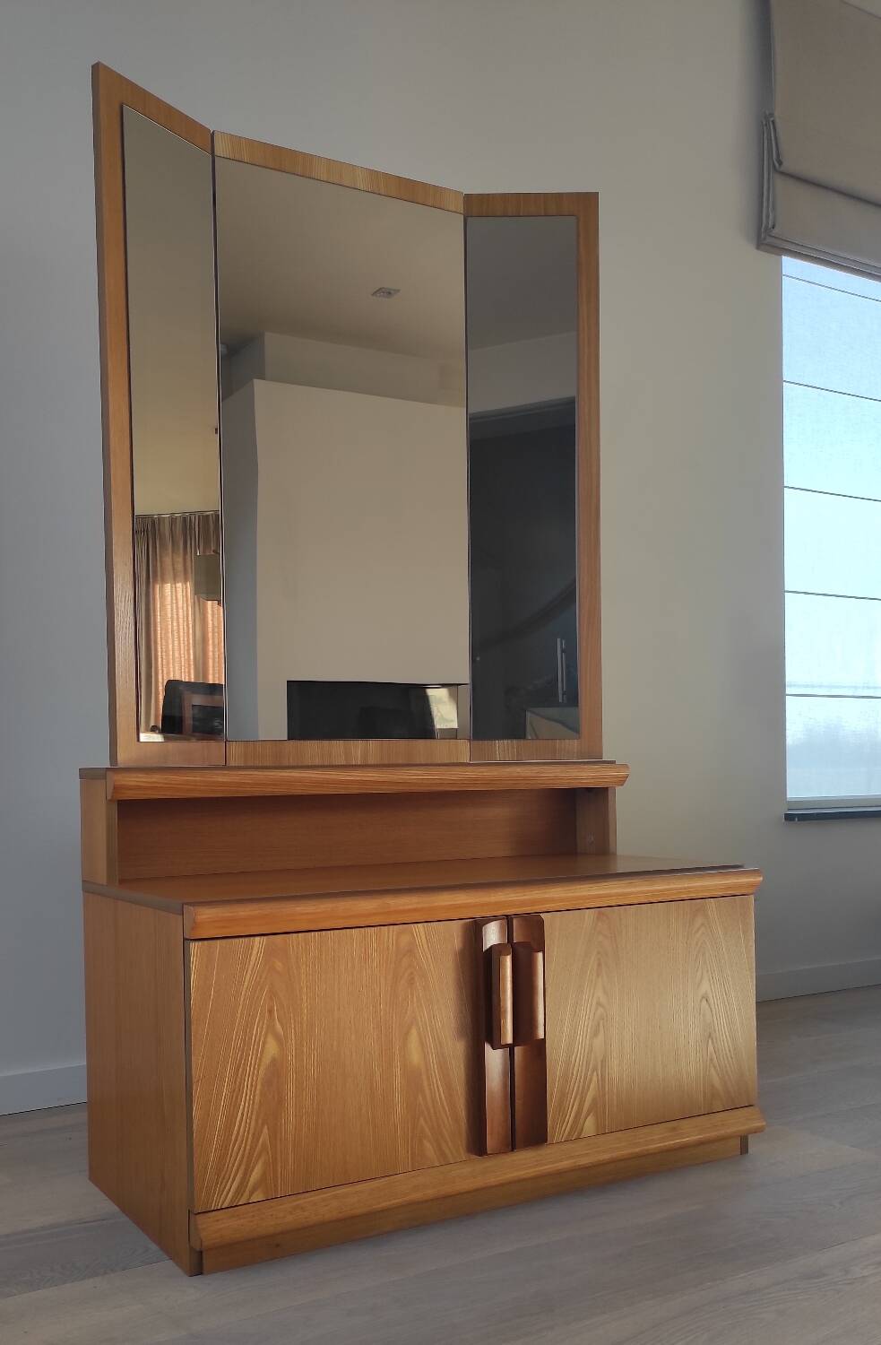 Vintage chest of drawers with triptych mirror, 60's