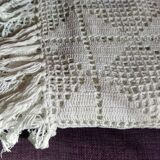 White cotton bed cover, Old crochet bed throw, white cotton bed cover