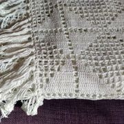 Dessus de lit en coton blanc , Ancien jeté de lit en crochet , couvre lit coton blanc