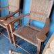 Lot 2 armchairs and 2 chairs design wood and straw period 1970