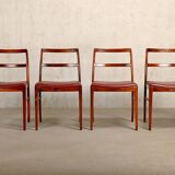Arne Vodder Model 430 Dining Chairs in Aubergine Leather for Sibast Møbler