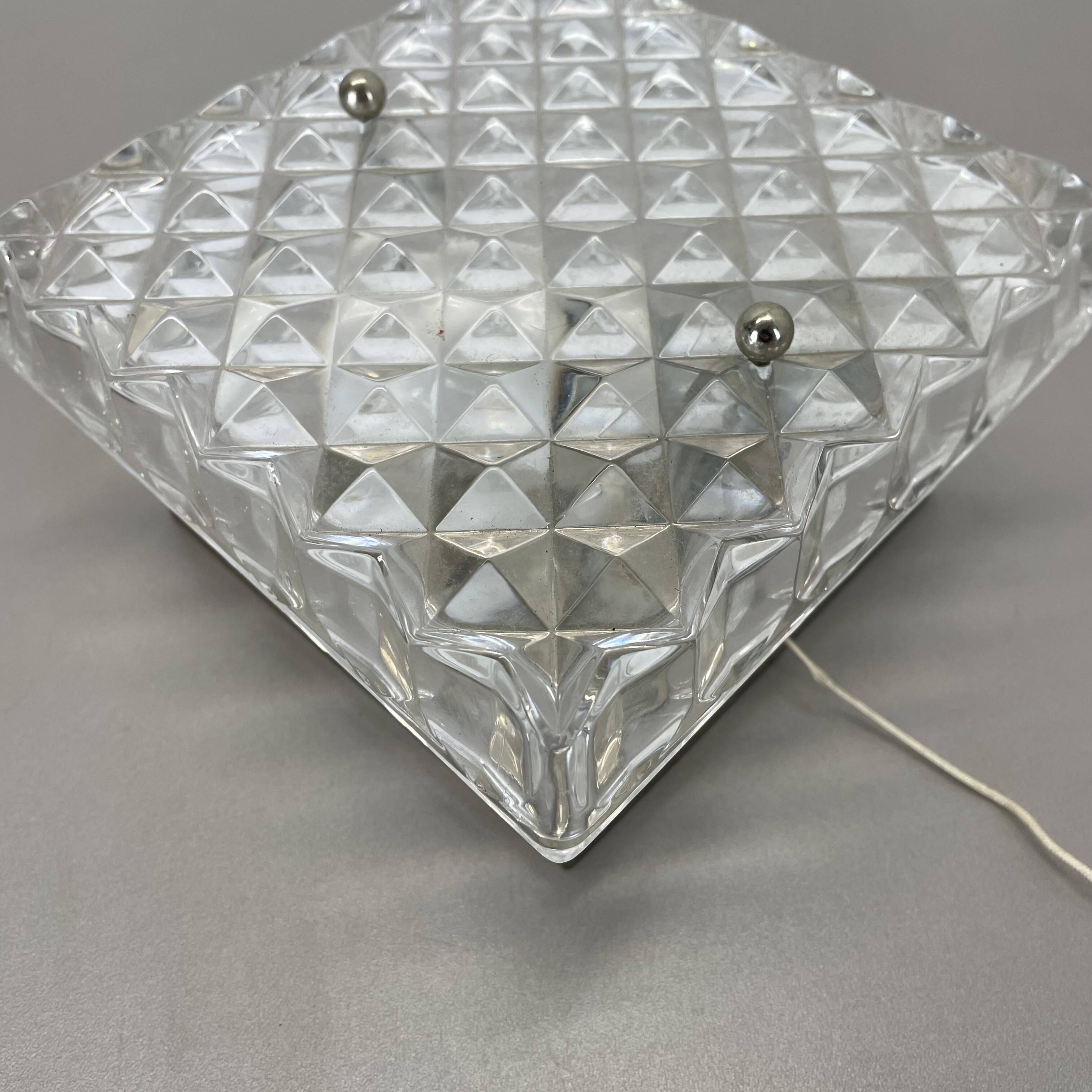 Small Cubic Textured Glass Wall Light in the Style of Orrefors, Germany, 1970s