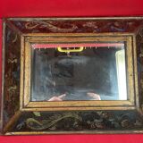 Ancien miroir Italie, verre églomisé en pareclose, miroir central récent