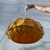 Wooden rattan and fabric suspension