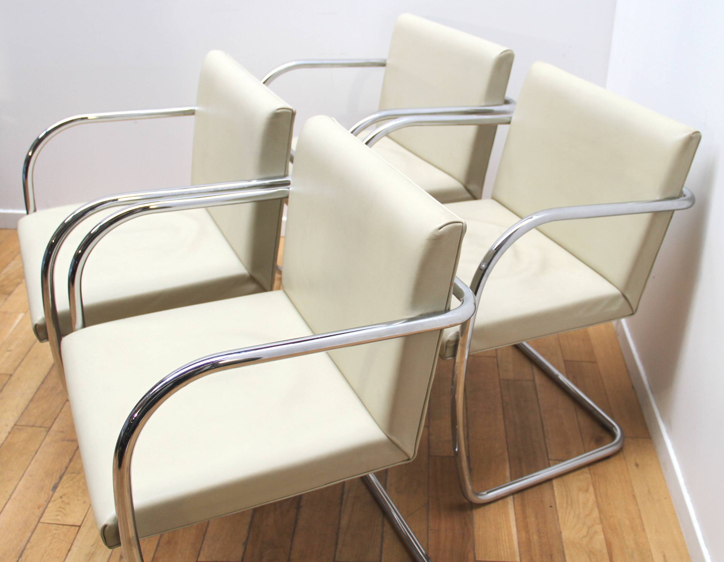 Set of 4 tubular design armchairs, Italy