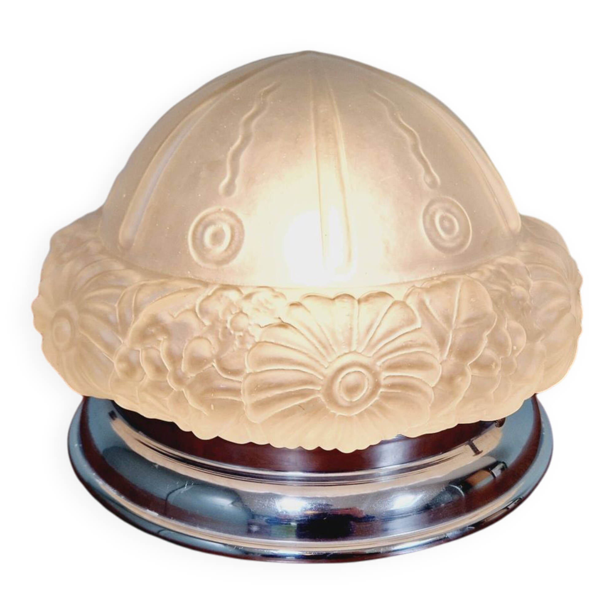 Art Deco ceiling lamp in satin glass, 1920s-30s