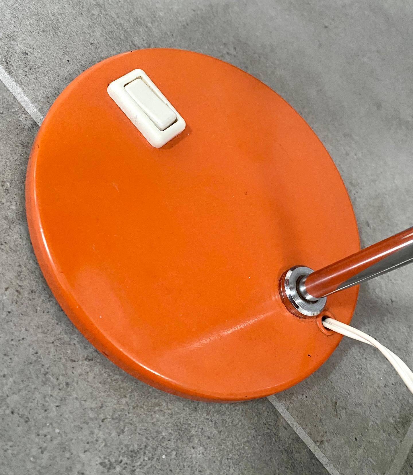 Orange lacquered metal and chrome desk lamp - circa 1970