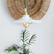 Vintage white opaline pendant lamp