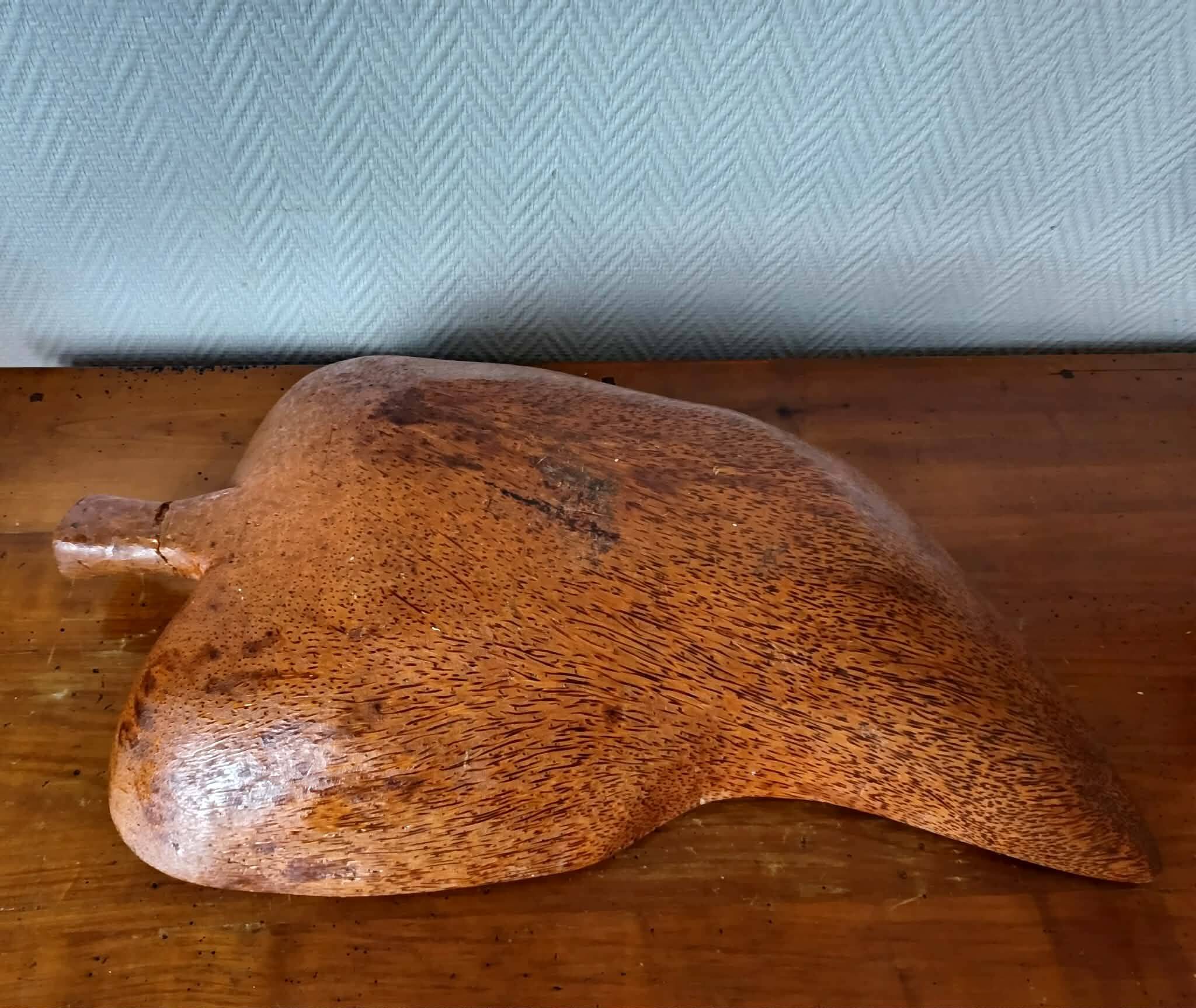 Large brutalist wooden bowl, 65 cm