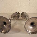 Pair of candlesticks in silver metal