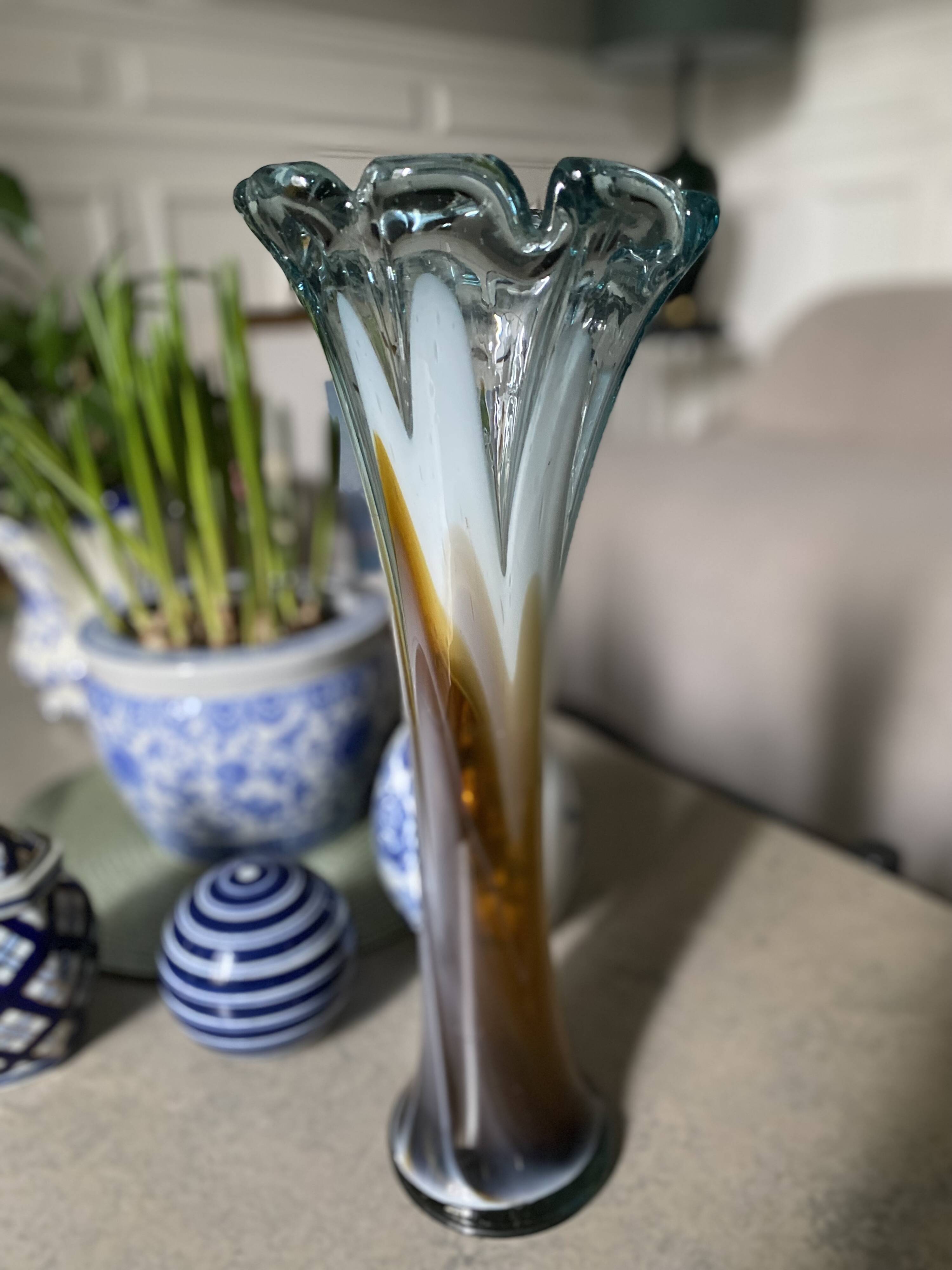 Vase Murano bleu orangé