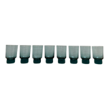 Eight bluish glass water glasses