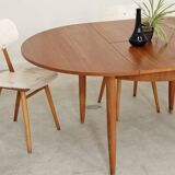 Round extending table, light oak, East Germany, 1960s