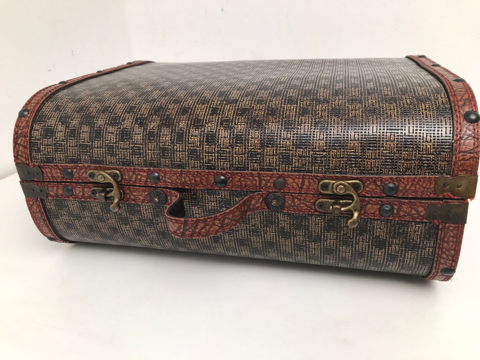 Wooden suitcase leather and metal 60s