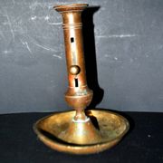 Antique push candle holder, 18th century gilded carved bronze candlestick.
