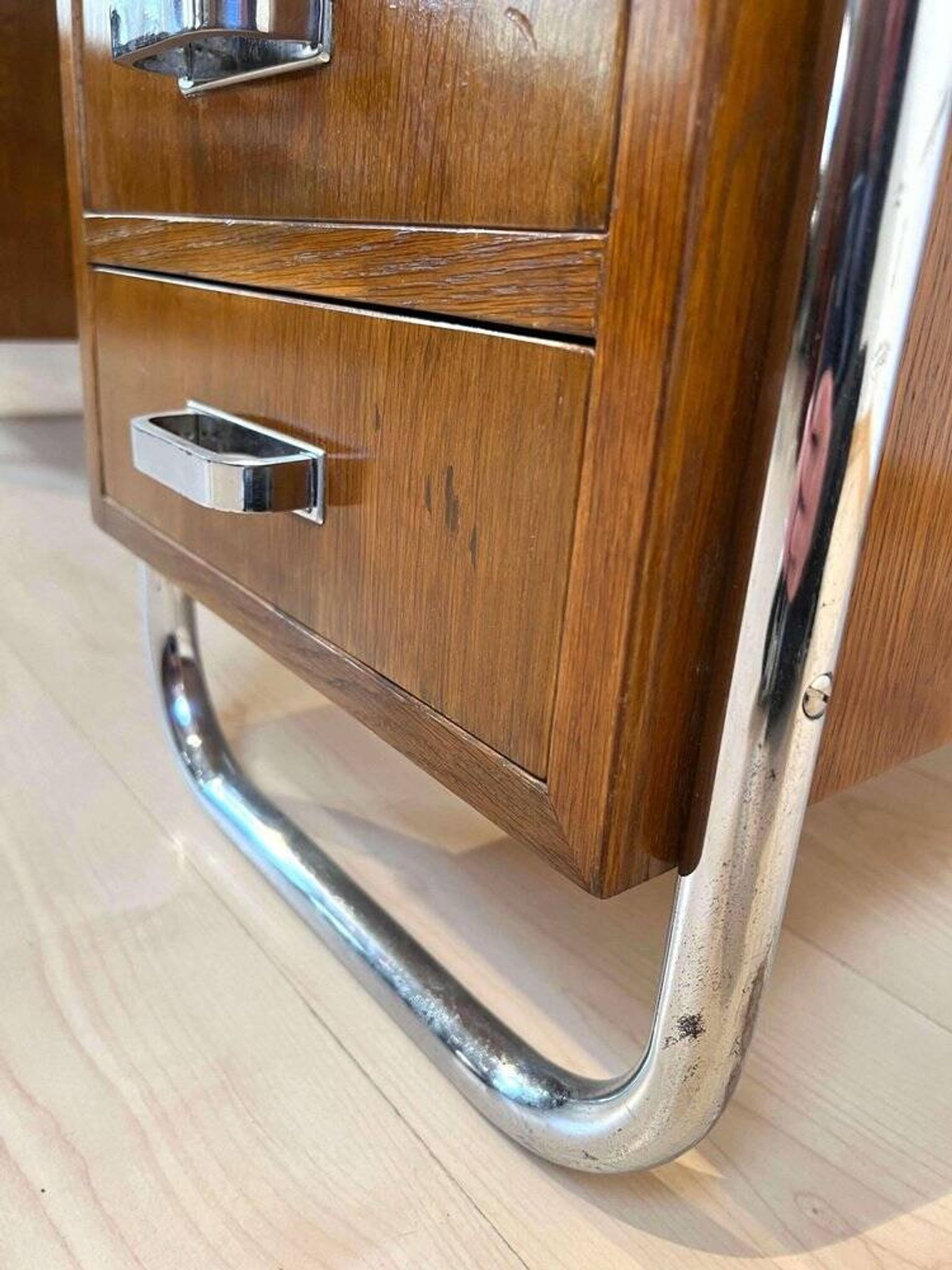 Vintage Bauhaus Oak Veneer Desk from Mücke & Melder, 1940s