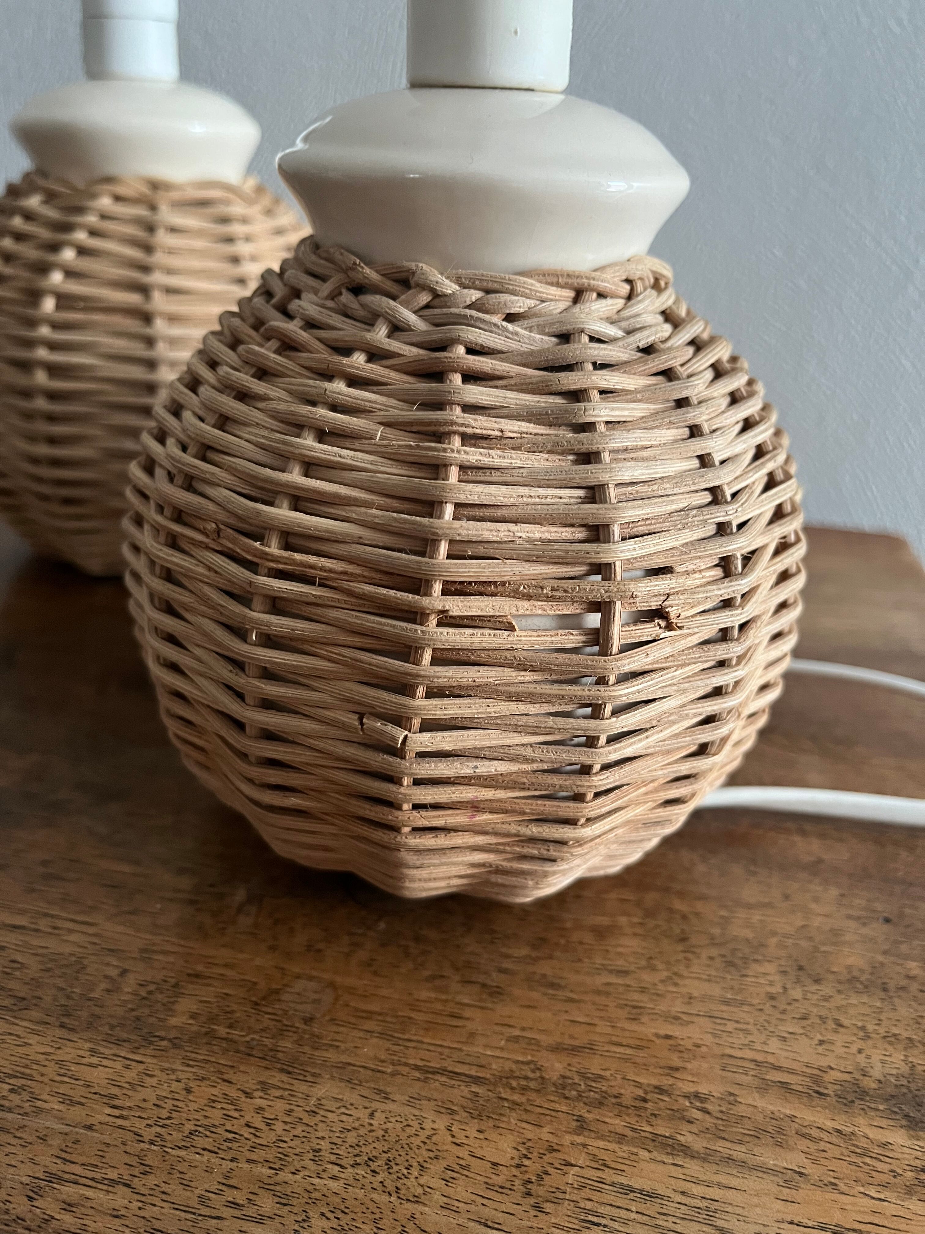 Pieds de lampes de chevet boule en rotin tressé