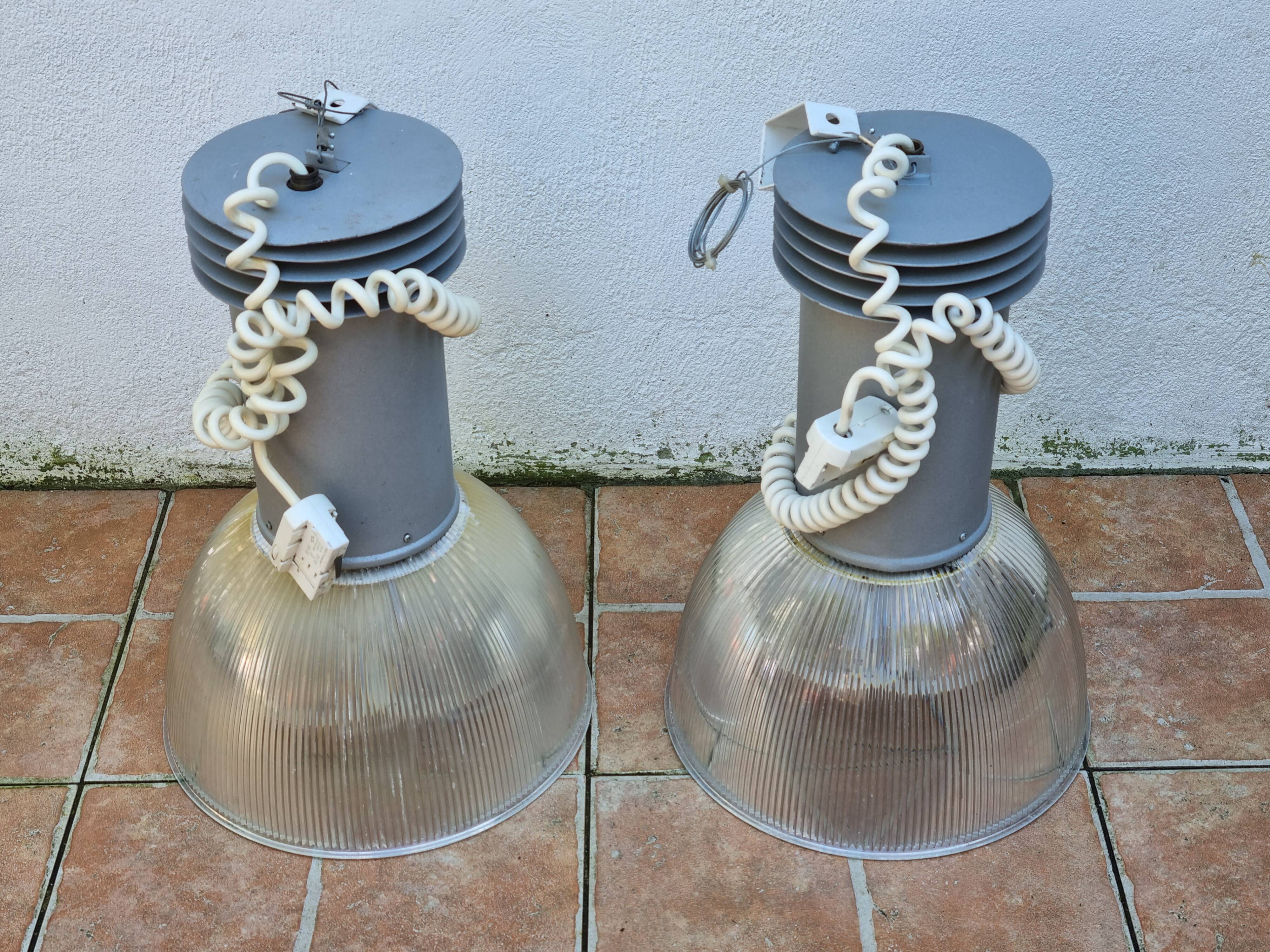 Pair of vintage industrial style pendant lights