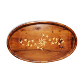 Decorative wooden plate mid-century with flowers, Italy, 1960s