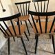 Set of 4 vintage 1960's chairs with bars and black compass legs