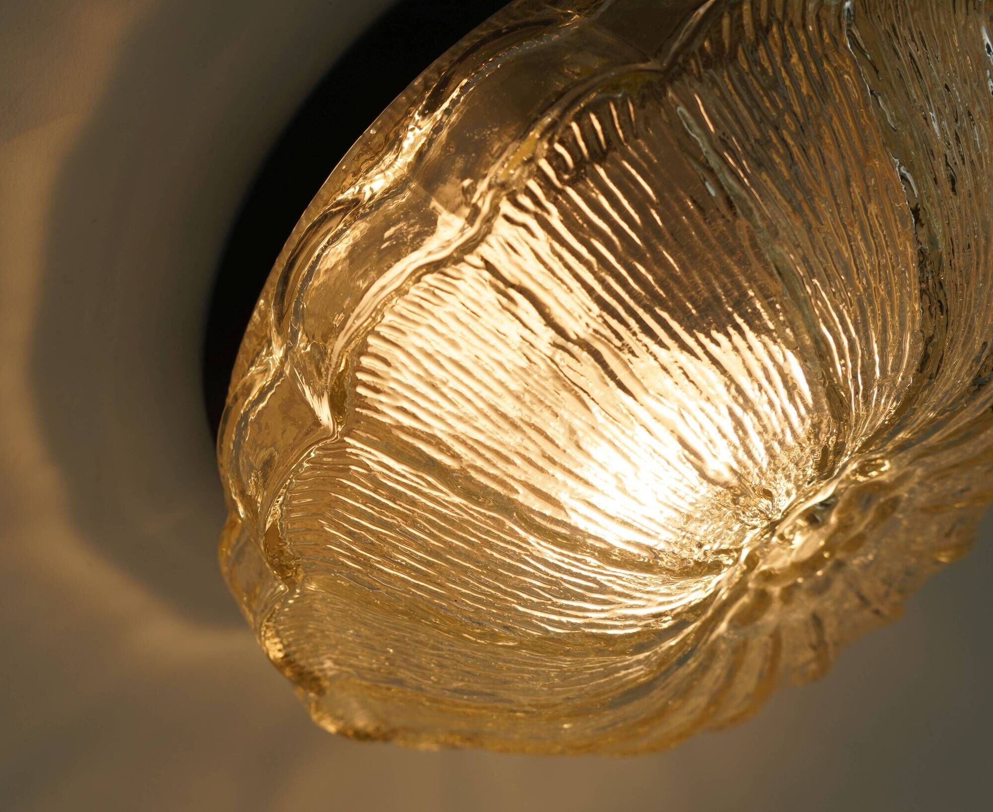 1970s mid century SCONCE or CEILING FIXTURE petal-shaped glass