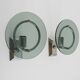 Pair of Italian wall lights in transparent blue-grey glass and chrome 70