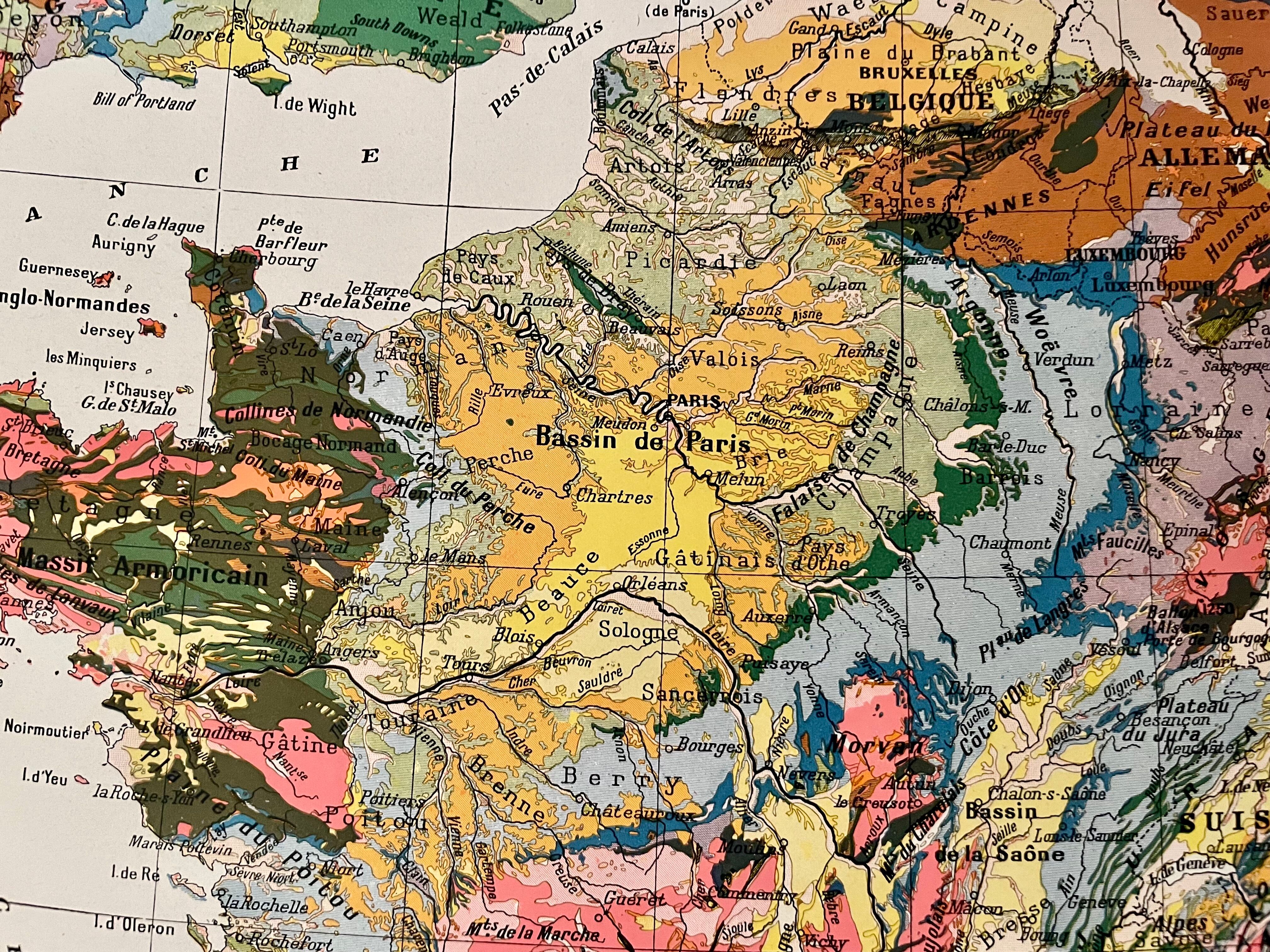 Old geological map of France - 1930