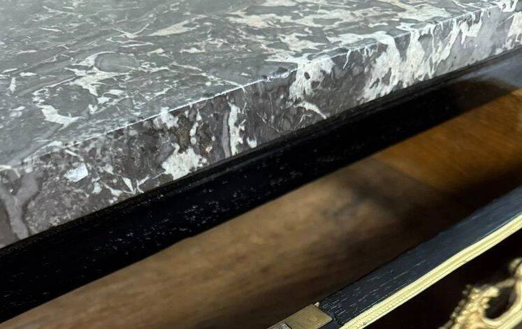 Secretary with a black lacquered drop-leaf and gilded bronzes – Boulle style