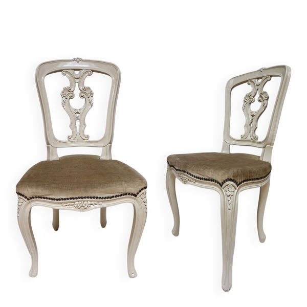 Chaises laquées de style baroque Louis XV, ensemble de 2