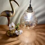 Vintage amber glass globe pendant light