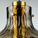 60s 70s ceiling lamp Glashütte Limburg Germany glass & brass Space Age