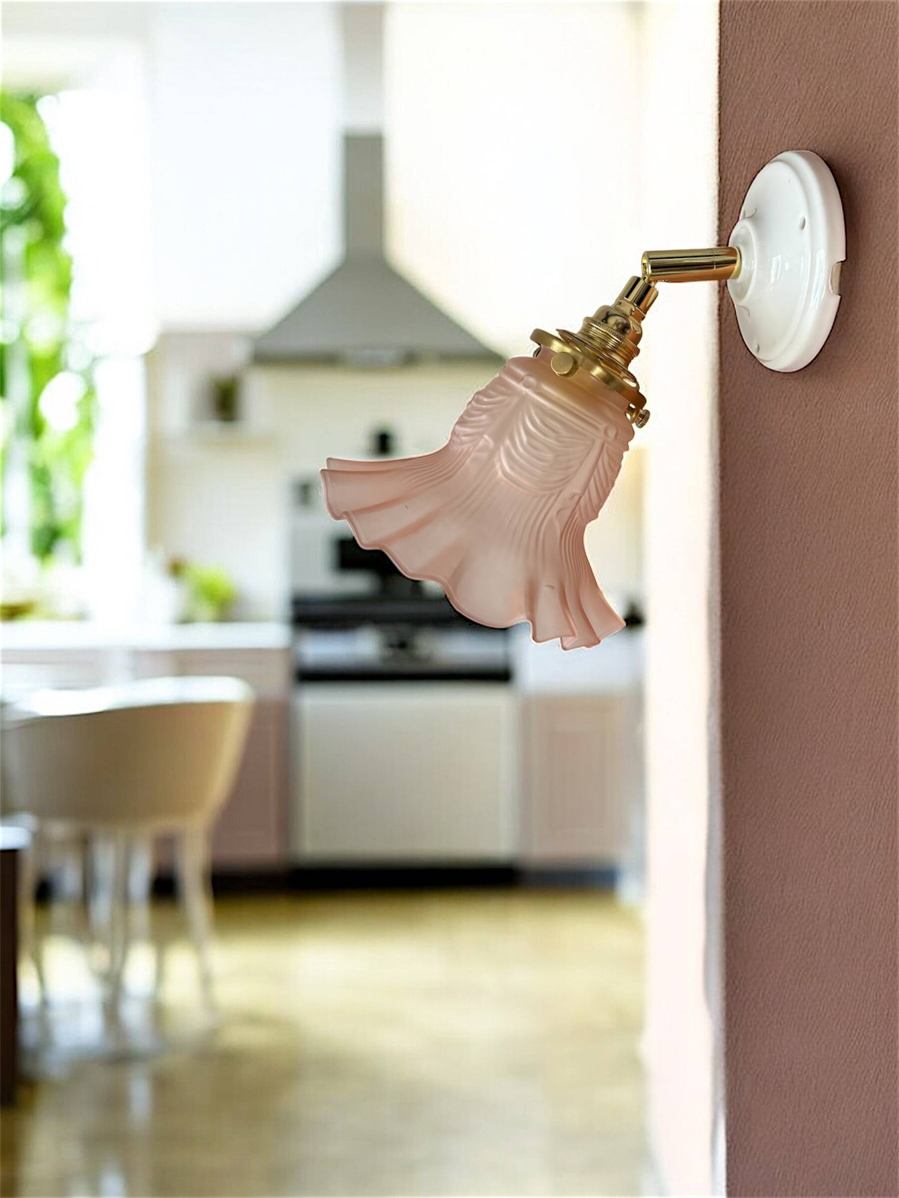 Gold and pink wall light