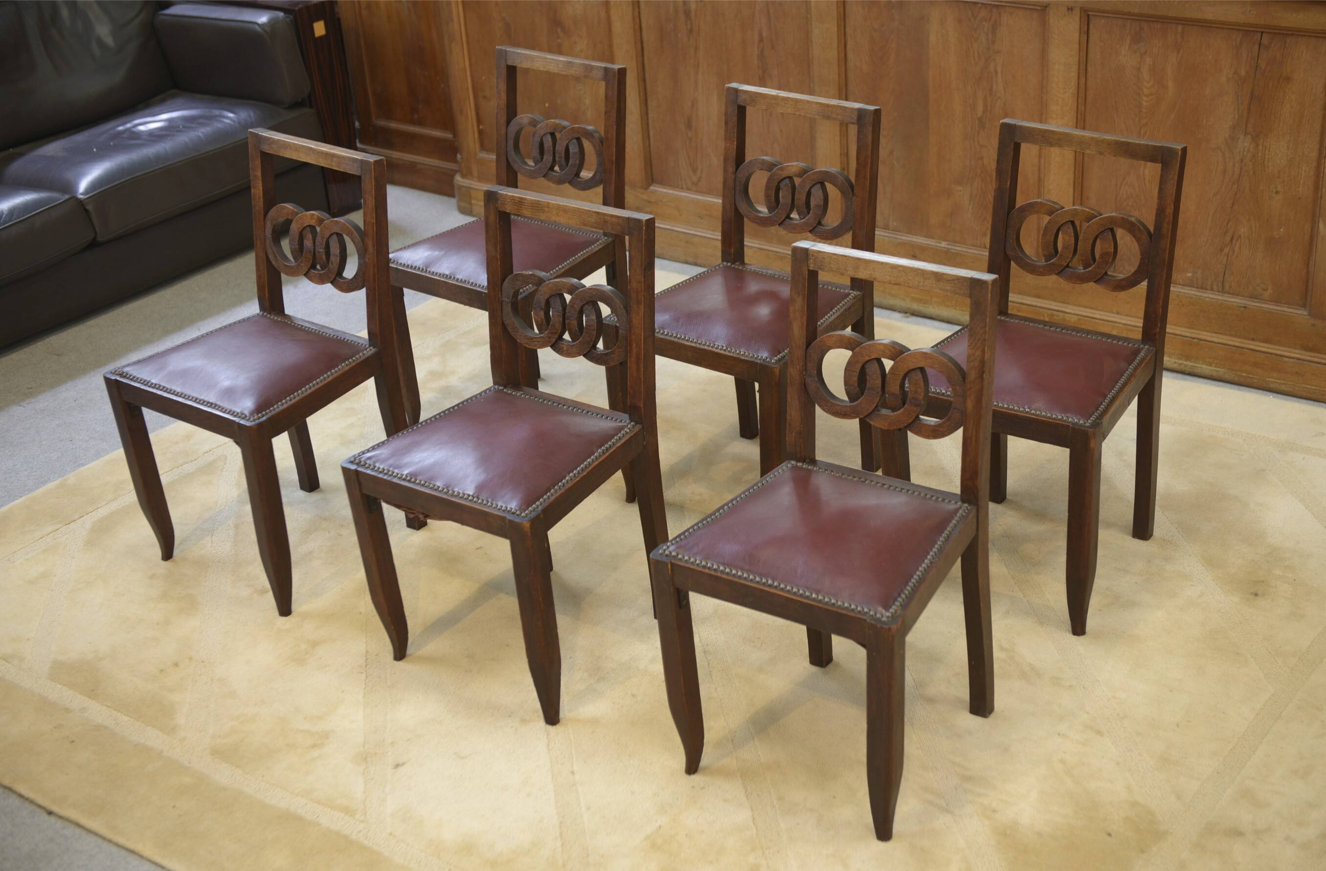Ensemble de 6 chaises en chêne 1950’s