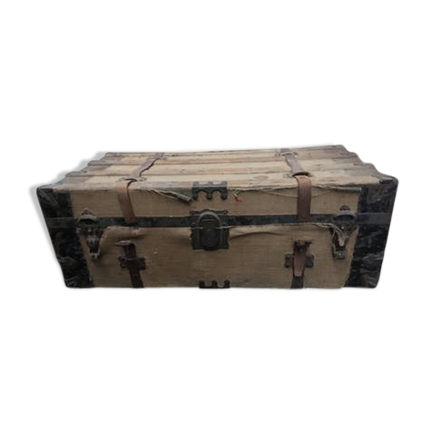 Old travel vintage trunk wood and hardware