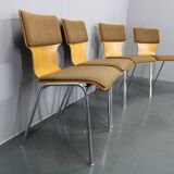 1970s Set of Four Plywood Chairs with Fabric Upholstery , Germany