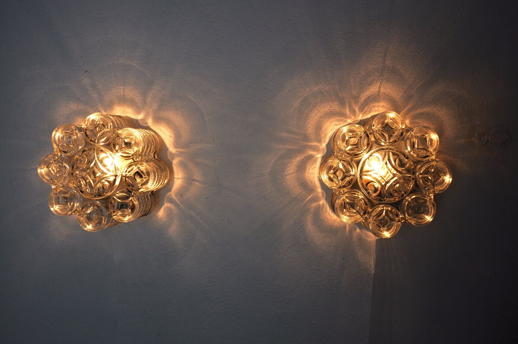 Pair of wall lamps by WILLA, geometric glass, Germany, 1960