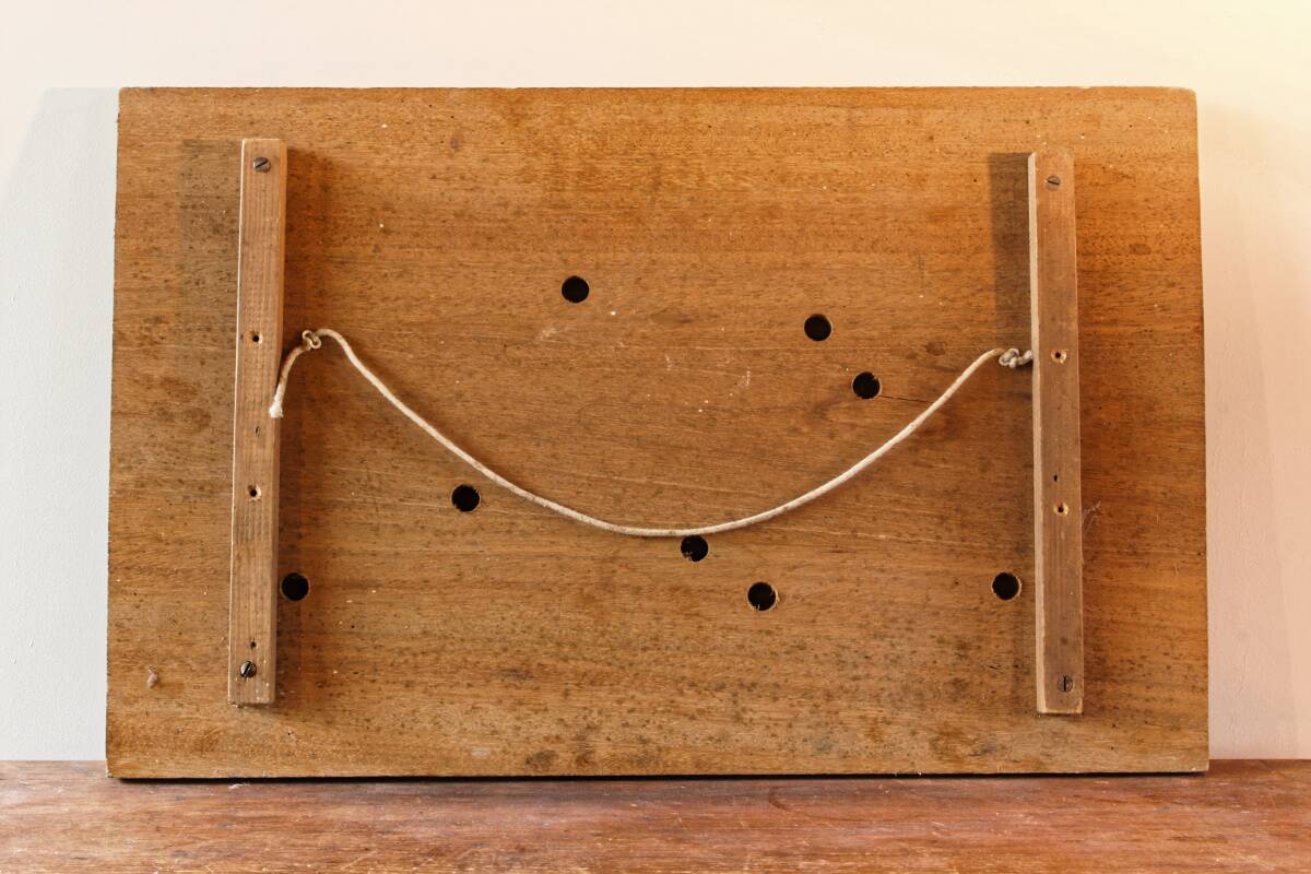 Wooden and stainless steel world map, folk art, 1974